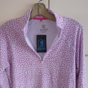 Scales Pink and White Patterned Pullover